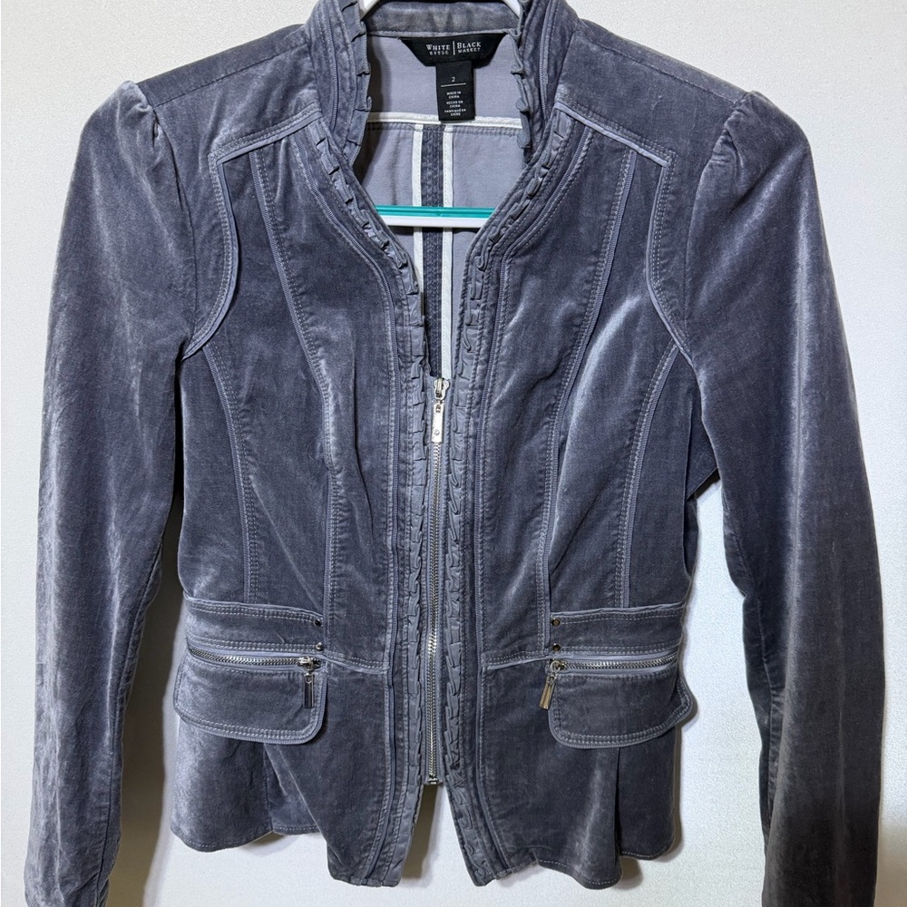 White House Black Market Charcoal Velvet Blazer